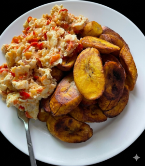 Fried Plantain with Egg Sauce